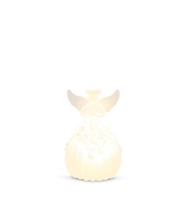 K&K Interiors Beaded Frosted Ribbed Glass LED Angel (4.25 in)