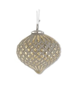 K&K Interiors Distressed Gold Glass Embossed Onion Ornament