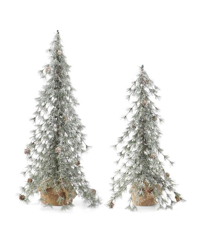 K&K Interiors Large  Glittered Snowy Pine Tree in Burlap Pot