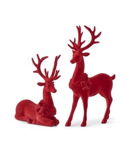 K&K Interiors Red Velvet Resin Reindeer