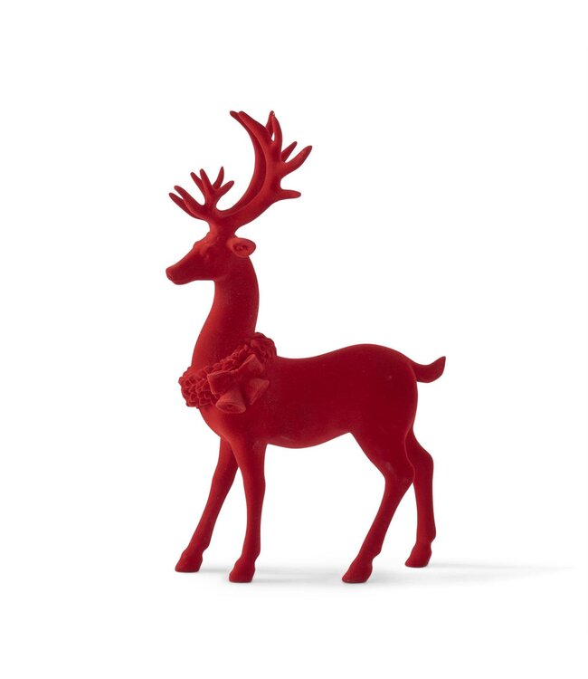 K&K Interiors Red Velvet Resin Reindeer