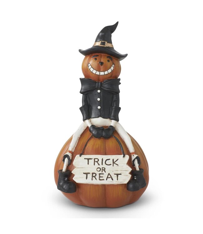 K&K Interiors Trick or Treat Pumpkin Man on Pumpkin