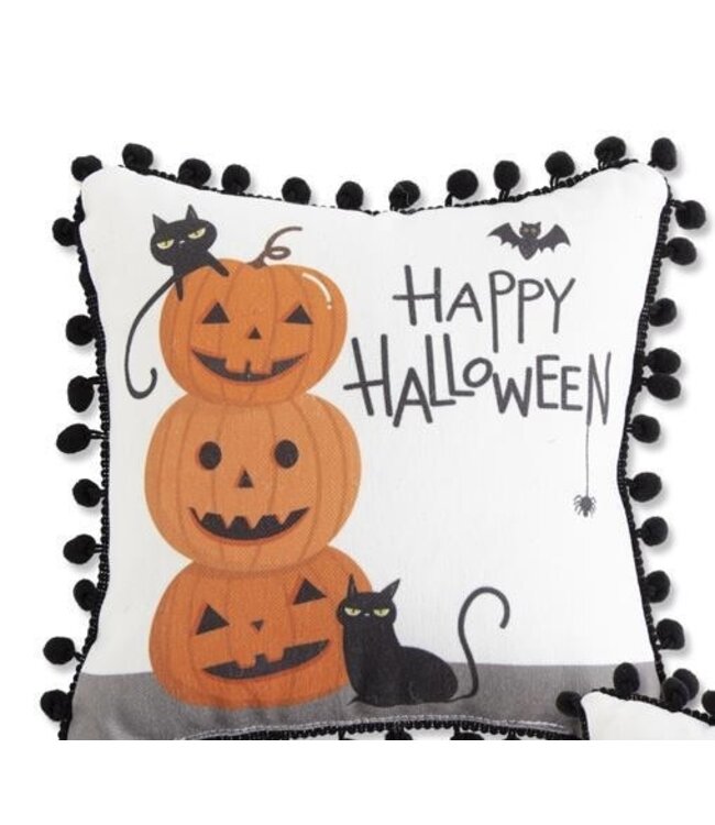 K&K Interiors Happy Halloween Pillows With Black Pompoms