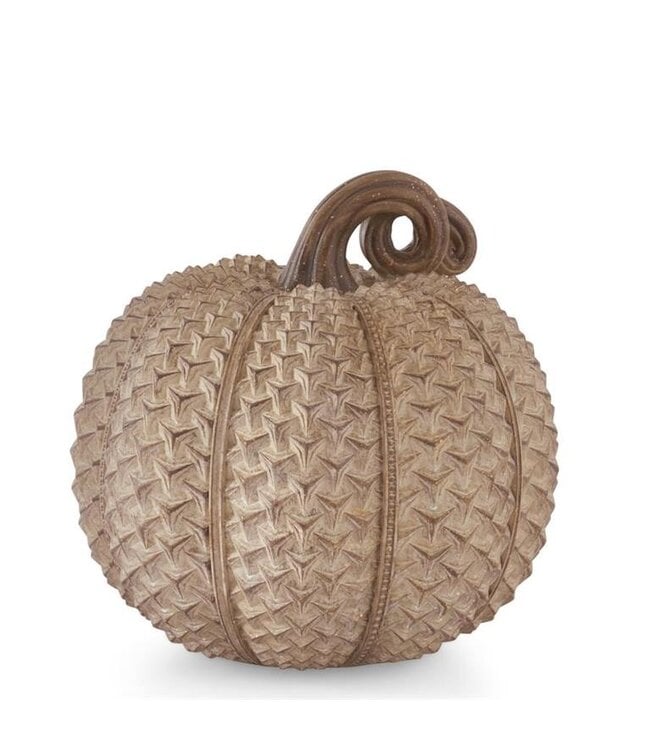 K&K Interiors Resin Beige Raised Textured Pumpkin 11.5 Inch