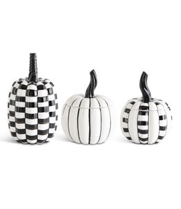 K&K Interiors Small Black & White Ceramic Pumpkin Lidded Container