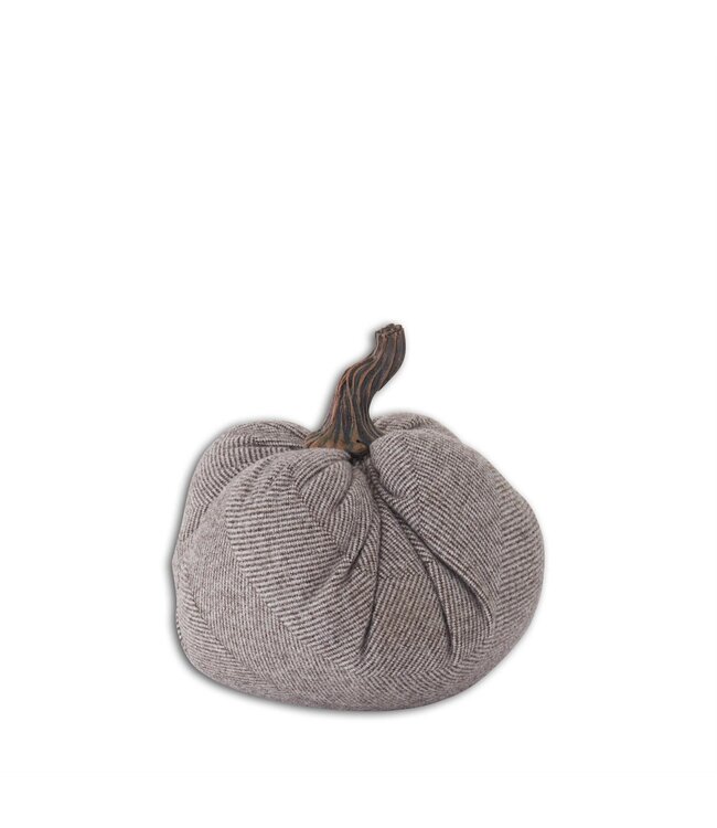 K&K Interiors Gray Thin Stripe Fabric Pumpkin 6.25 Inch