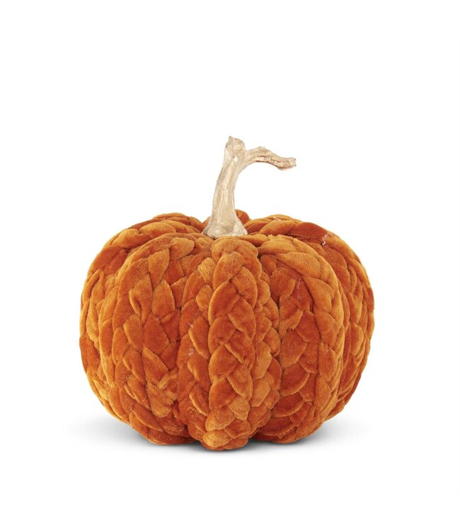 K&K Interiors Rust Orange Braided Pumpkin 8 Inch