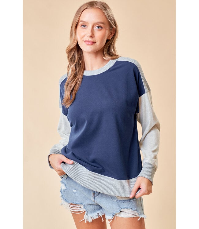 Doe and Rae Colorblock Pull-Over Top