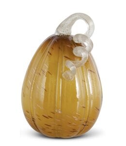 K&K Interiors Yellow Speckled Handblown Glass Pumpkin