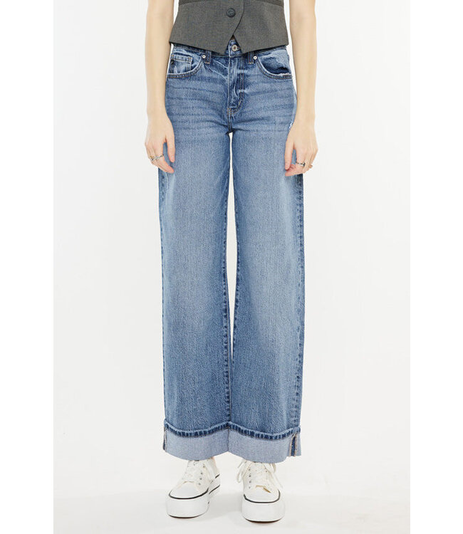 KanCan Kolbie High Rise Cuffed Wide Leg Jeans