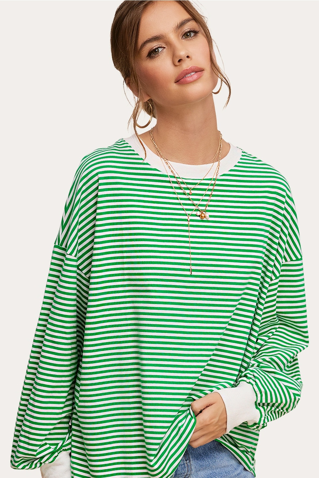 Oversized Striped Long Sleeve Pullover Top - Miss Daisy's Oversized Striped Long Sleeve Pullover Top - Miss Daisy's