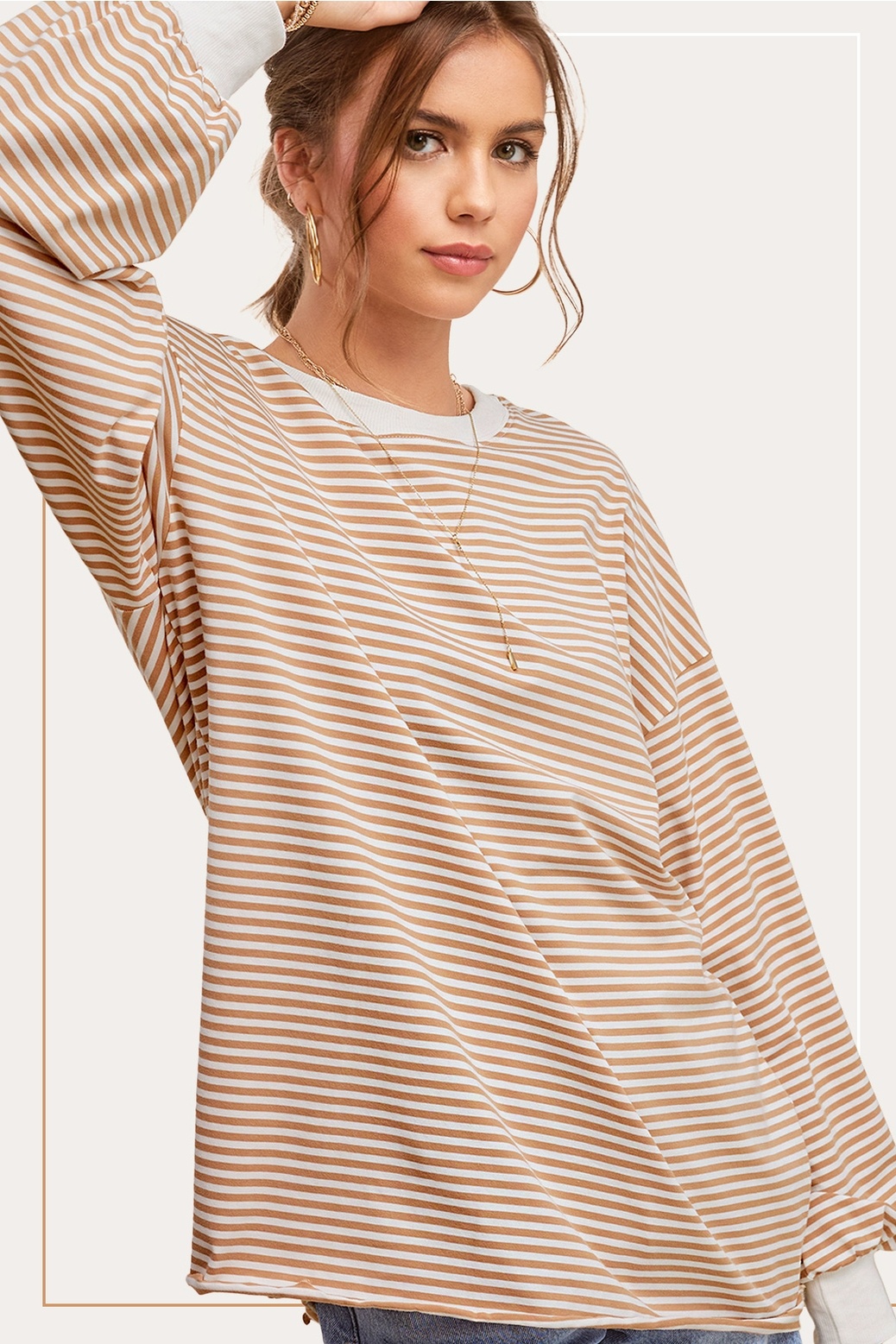 Oversized Striped Long Sleeve Pullover Top - Miss Daisy's Oversized Striped Long Sleeve Pullover Top - Miss Daisy's