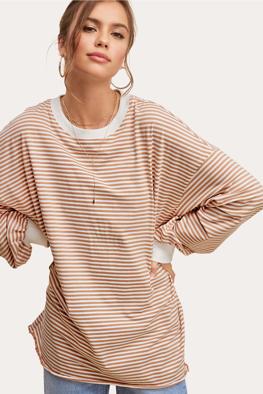Oversized Striped Long Sleeve Pullover Top - Miss Daisy's Oversized Striped Long Sleeve Pullover Top - Miss Daisy's