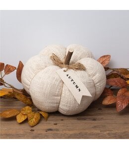 Audrey's Cream Knit Pumpkin with Fabric Tag - Autumn