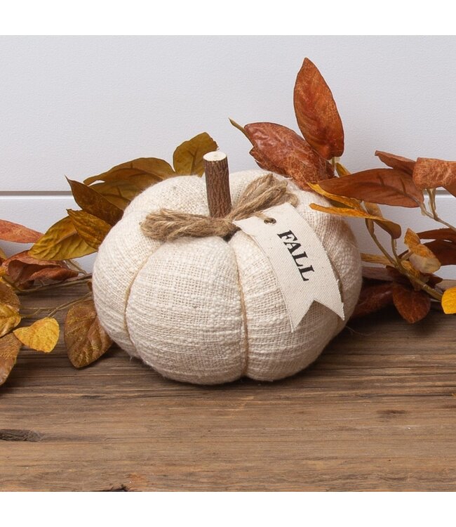 Audrey's Cream Knit Pumpkin with Fabric Tag - Fall