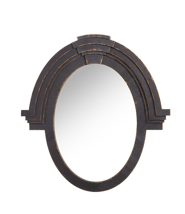 RAZ Imports 38" Distressed Black Oval Mirror