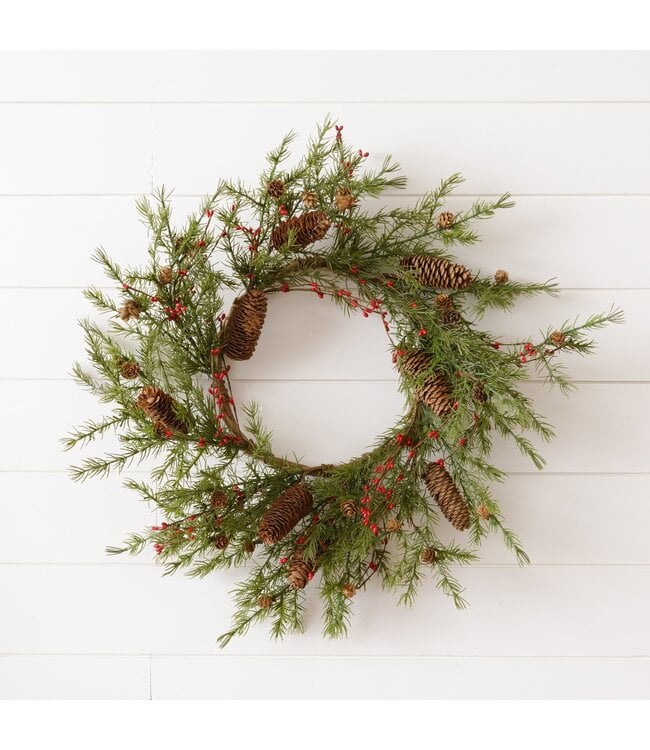 Audrey's Evergreen with Mini Cones and Berries Wreath