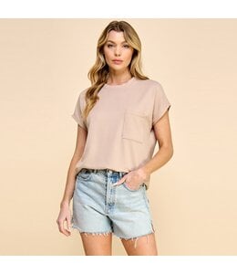 Les Amis Solid Ribbed Top with Pockets