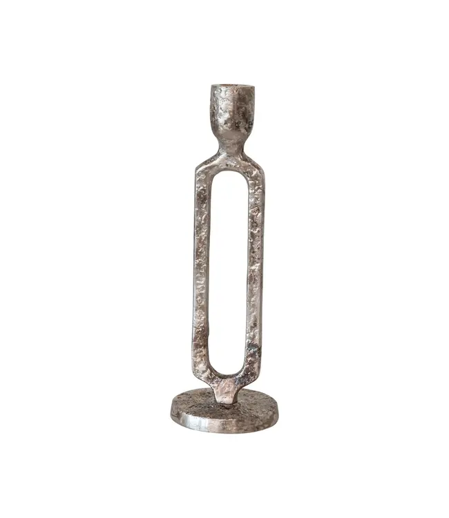 Creative Co-Op Large Aluminum Taper Holder, Oxidized Silver Finish