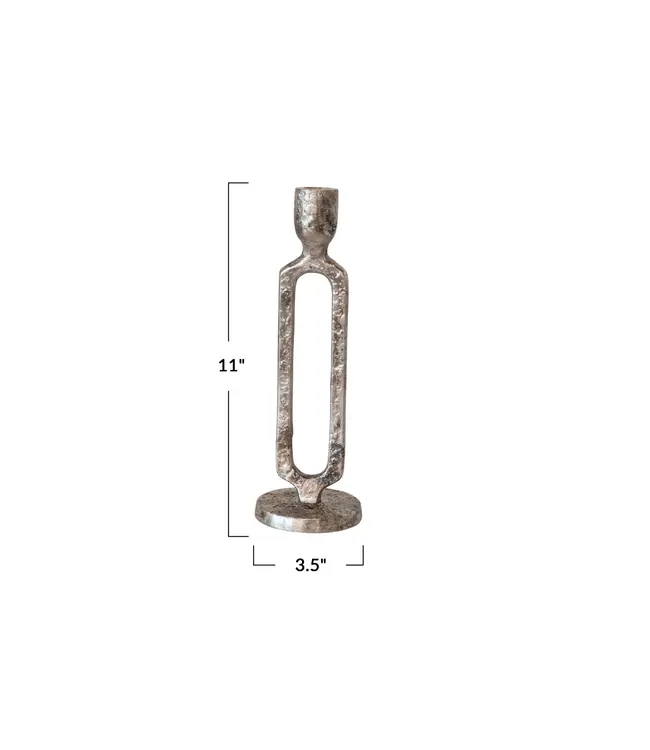 Creative Co-Op Large Aluminum Taper Holder, Oxidized Silver Finish