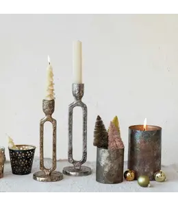 Creative Co-Op Small Aluminum Taper Holder, Oxidized Gold Finish