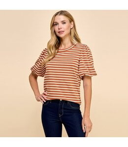 Les Amis Striped Top with Puffed Sleeves