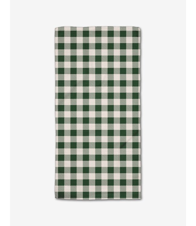 Geometry Christmas Gingham Green Bar Towel