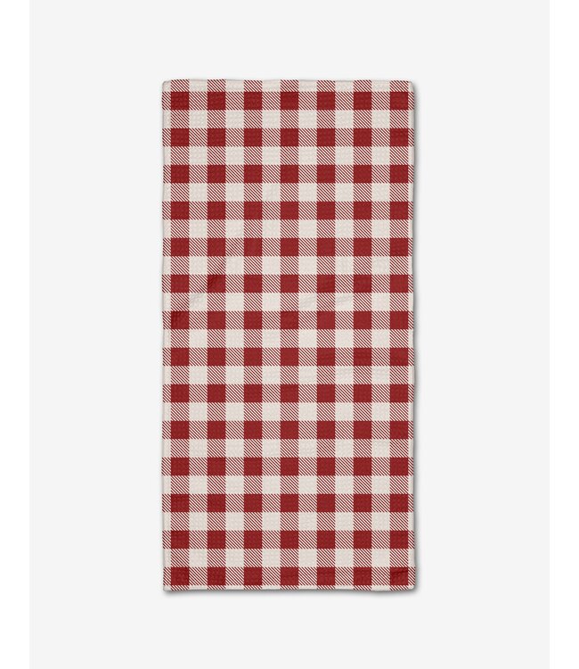 Geometry Christmas Gingham Red Bar Towel