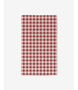 Geometry Christmas Gingham Red Luxe Hand Towel