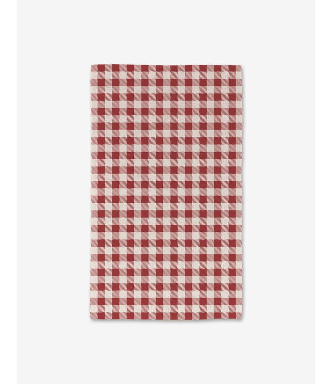 Geometry Christmas Gingham Red Luxe Hand Towel