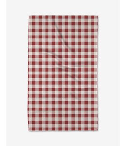 Geometry Christmas Gingham Red Tea Towel