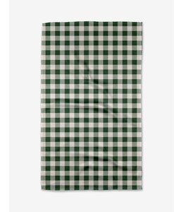 Geometry Christmas Green Gingham Tea Towel