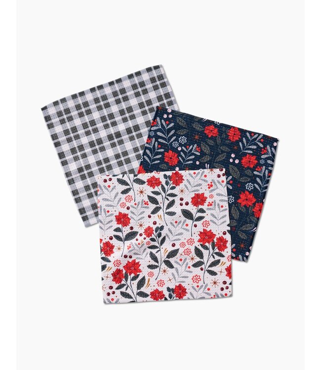 Geometry Holiday Floral Dishcloth Set