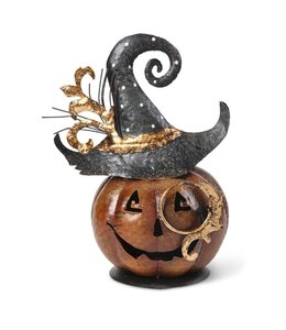 K&K Interiors Metal Jack O Lantern Candleholder