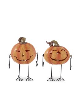 K&K Interiors LED Jack O Lantern Men With Metal Legs & Arms