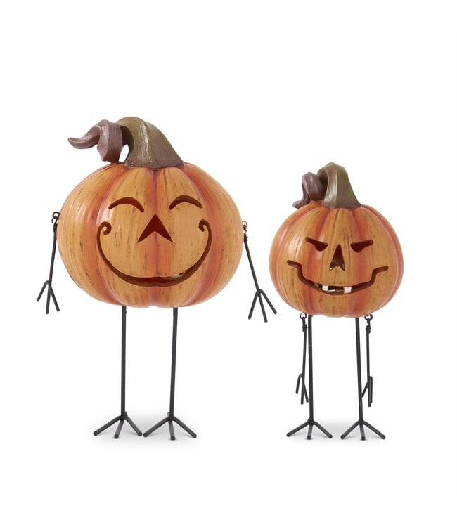 K&K Interiors Small LED Jack O Lantern Men With Metal Legs & Arms