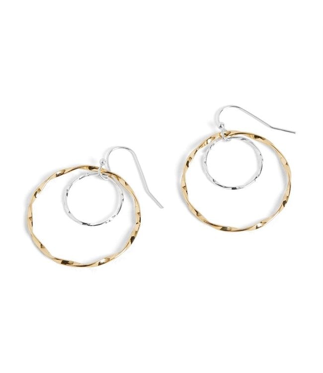 Whispers Wavy Double Hoop - Mixed Metal Earrings