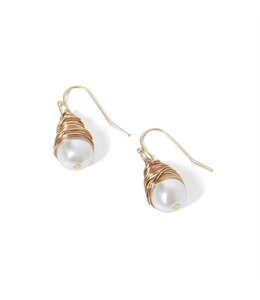 Whispers Pearl with Wire Wrapping Earrings
