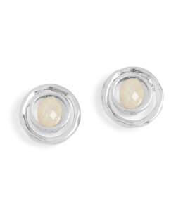 Whispers Two Circle Silver Stud Earrings