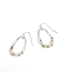 Whispers Wavy Hoop Pearl Wire Wrap Earrings