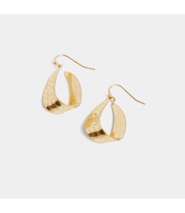 Whispers Flat Hammered Teardrop Earring - Gold