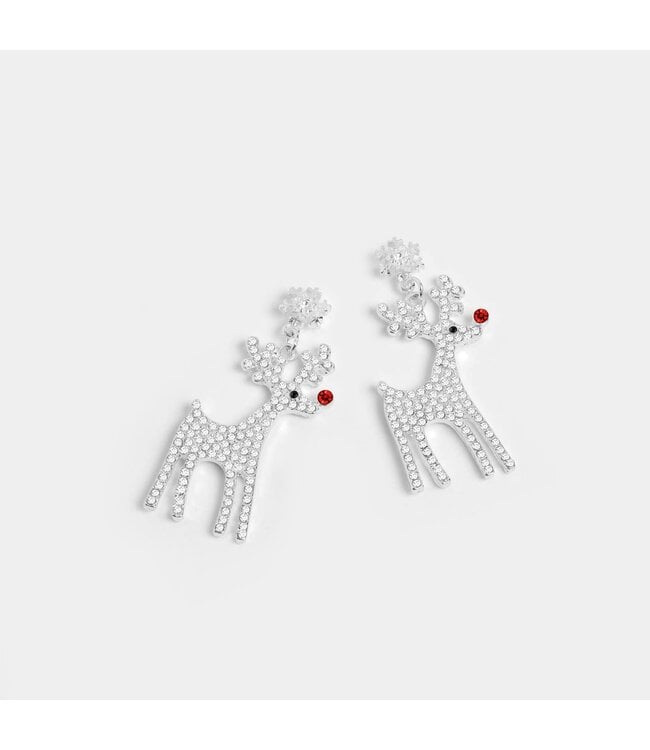 Whispers Holiday Silver Rudolf Reindeer Earrings