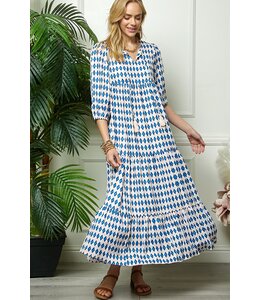 Cezele Print Three Quarter Puff Sleeve Maxi Dress