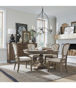 Liberty Furniture Americana Farmhouse 5 Piece Pedestal Table Set