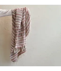 Creative Co-Op Stripes & Fringe Woven Cotton & Wool Throw