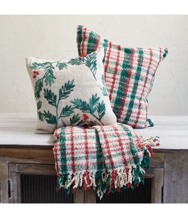 Creative Co-Op Green & Red Plaid Woven Cotton Blend Throw