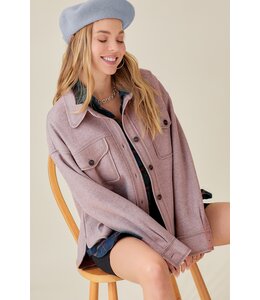 Lightweight Solid Raw Edge Button Down Jacket