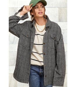 Classic Button Down Plaid Jacket with Side Pockets