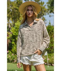 Oddi Melange Knit Long Sleeve Sweatshirt
