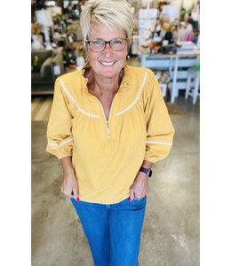Oddi Embroidery Ruffle Neckline Blouse